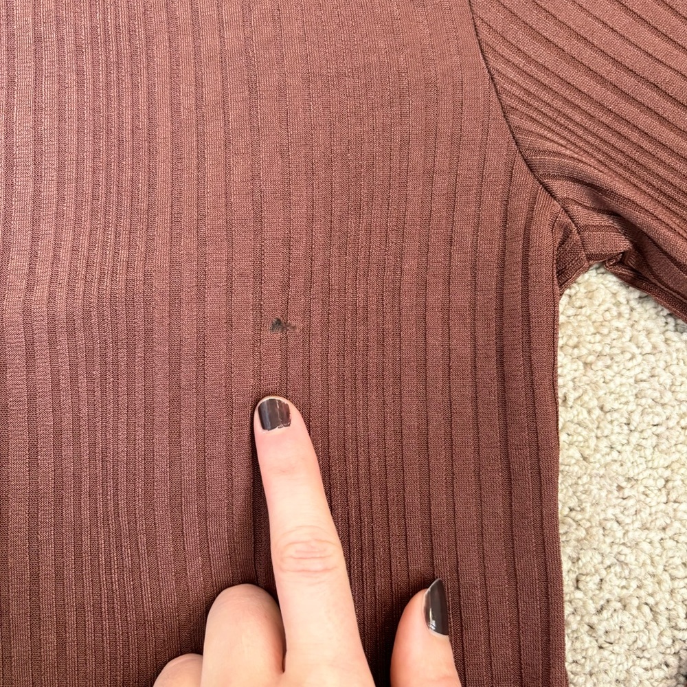 asos stradivarius rose brown ribbed long sleeve top - Picture 9 of 13